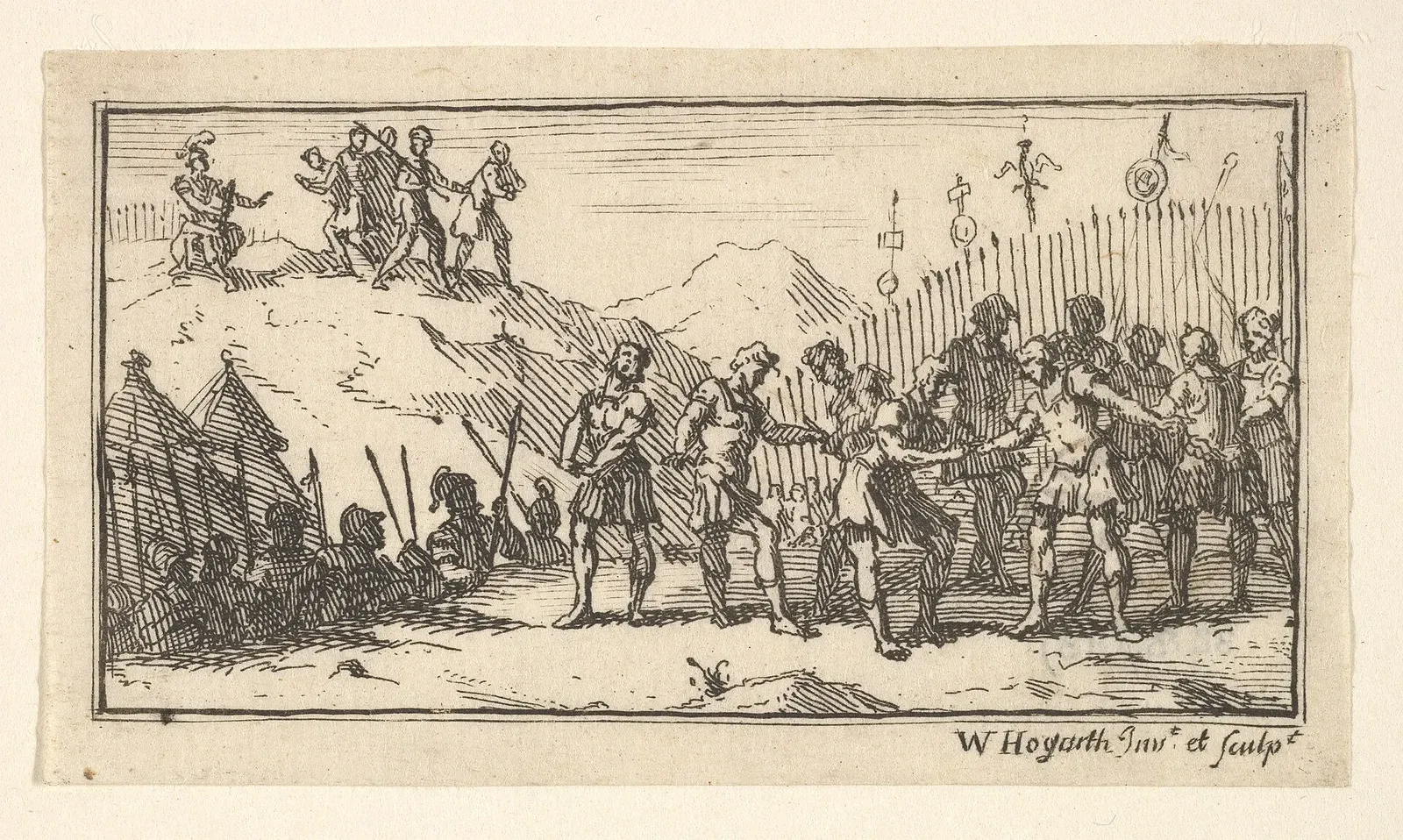hogarth engraving of roman military punishments showing the decimation of a legionary unit