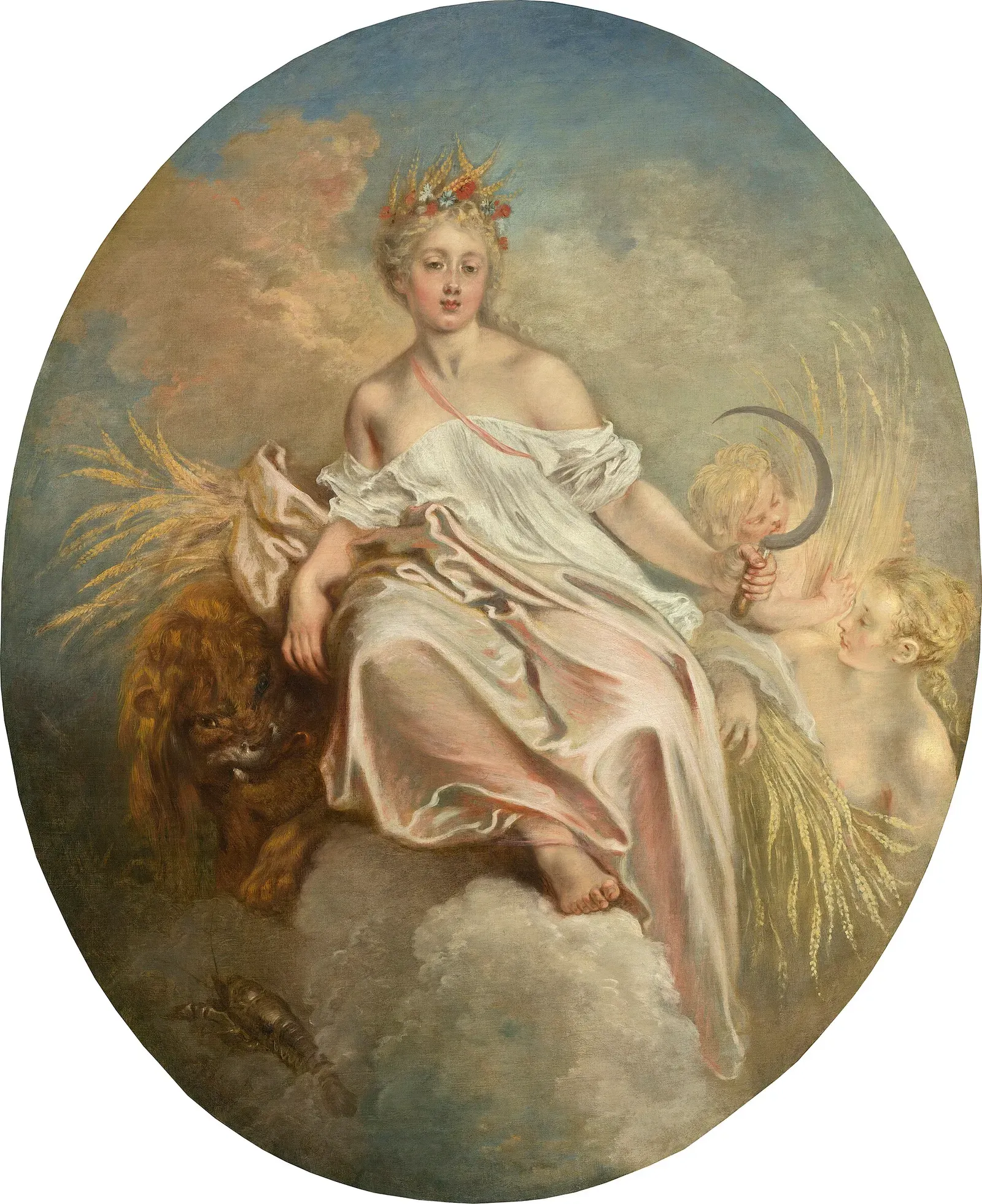 painting of the goddess ceres as an allegory of summer with ears of wheat