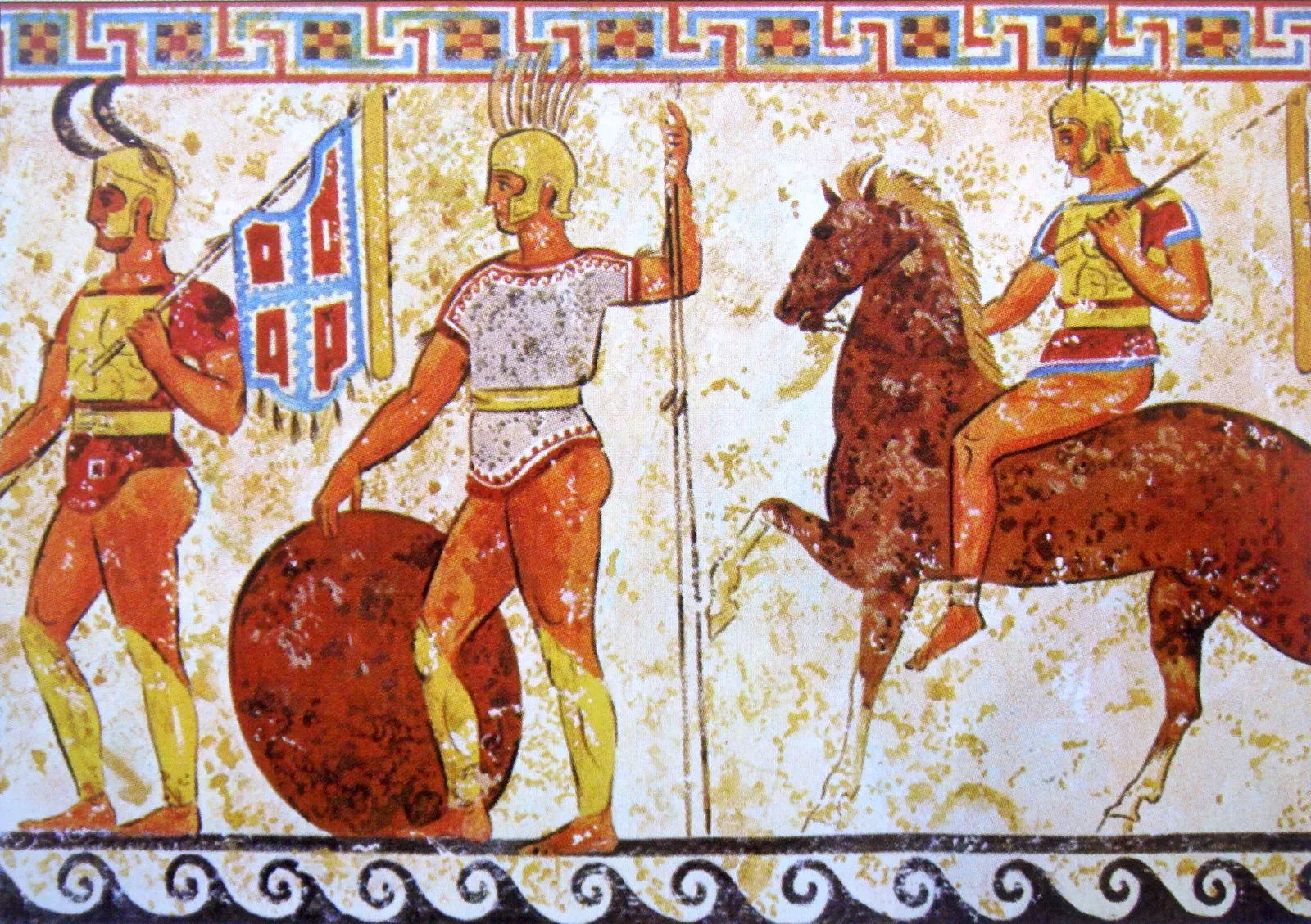 fourth-century bce samnite tomb fresco from nola showing armed warriors returning from battle