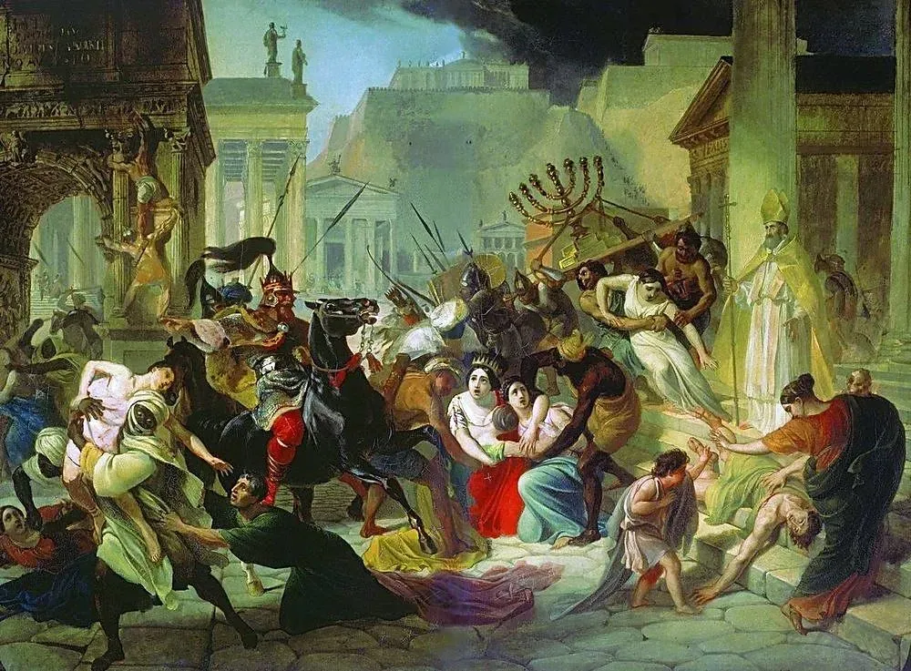 painting by briullov: the vandal troops of genseric sack rome in the year 455