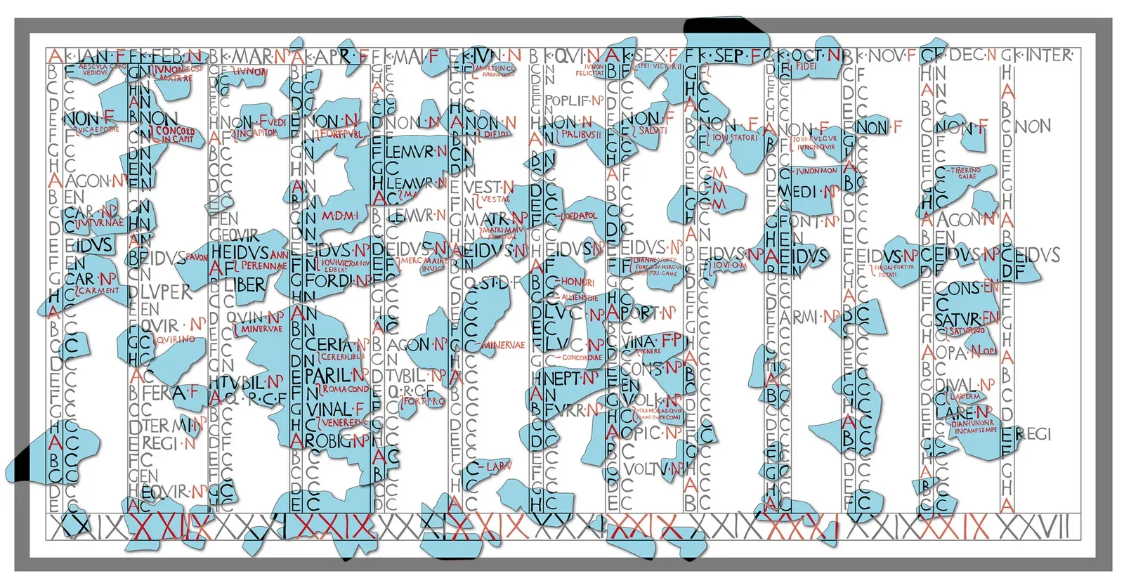 reconstruction of the pre-julian roman calendar fasti antiates maiores with its months and feast days
