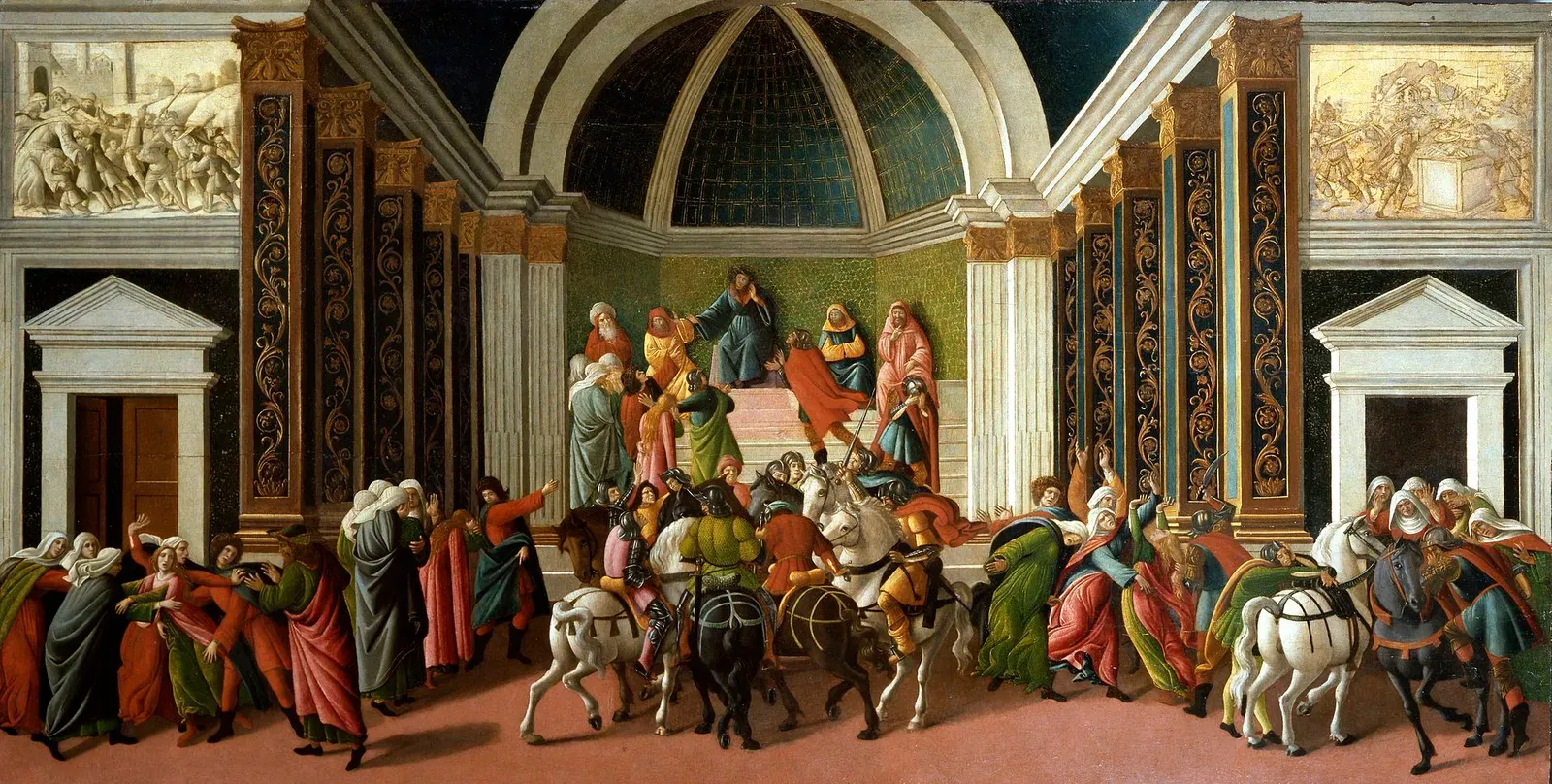 renaissance panel by botticelli narrating in continuous sequence the drama of roman verginia